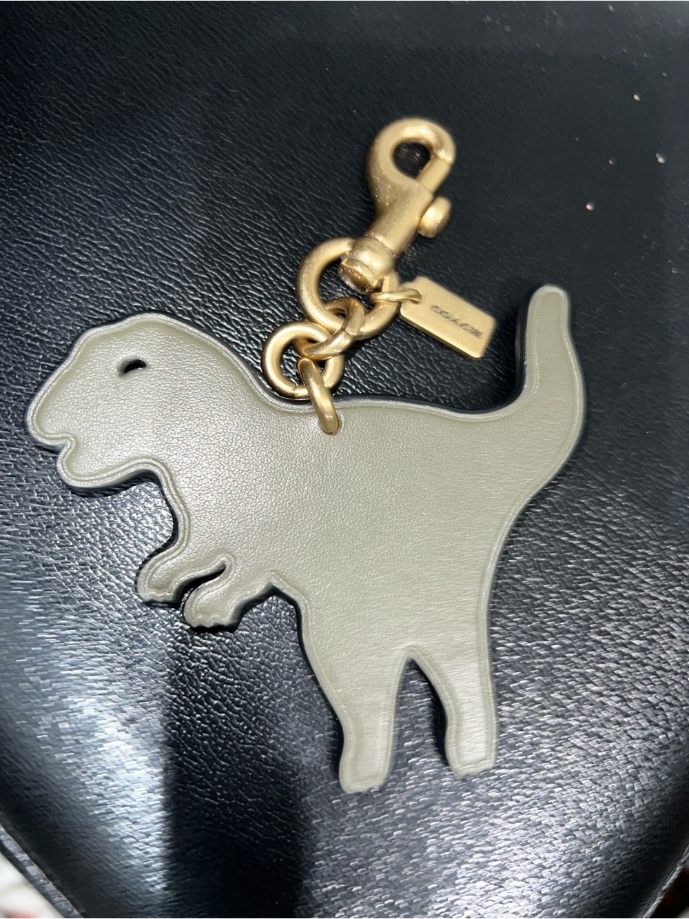 Coach  Leather Keychain Charm - Sage Green